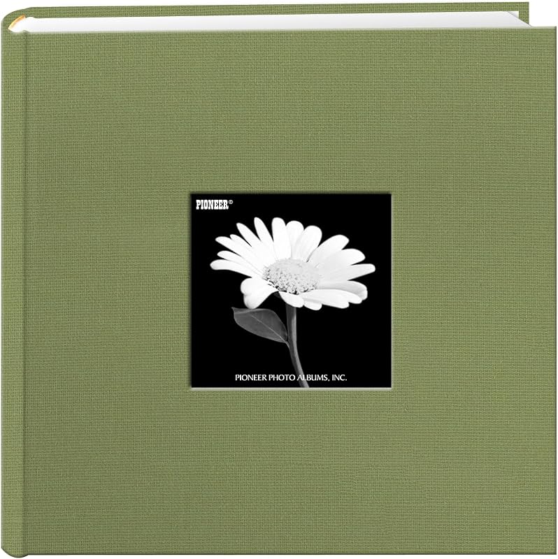 Álbum de fotos con cubierta de marco de tela, 200 bolsillos para fotos de 4x6, verde salvia