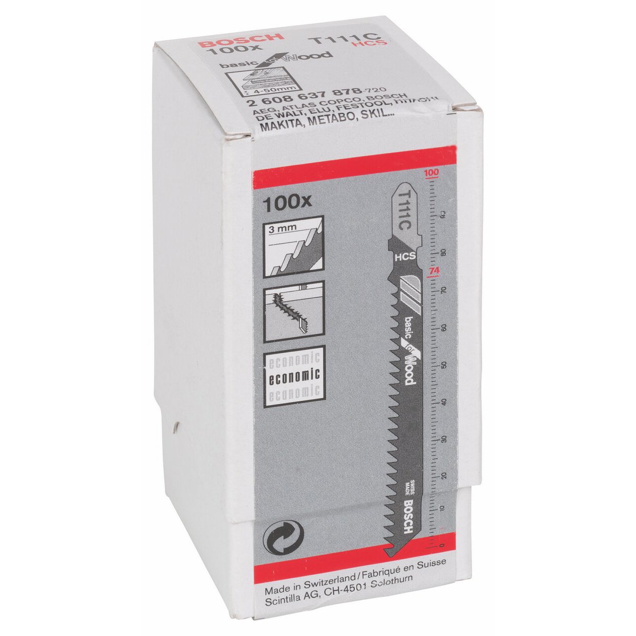 Bosch 100x Lames de scie sauteuse T 111 C Basic for Wood