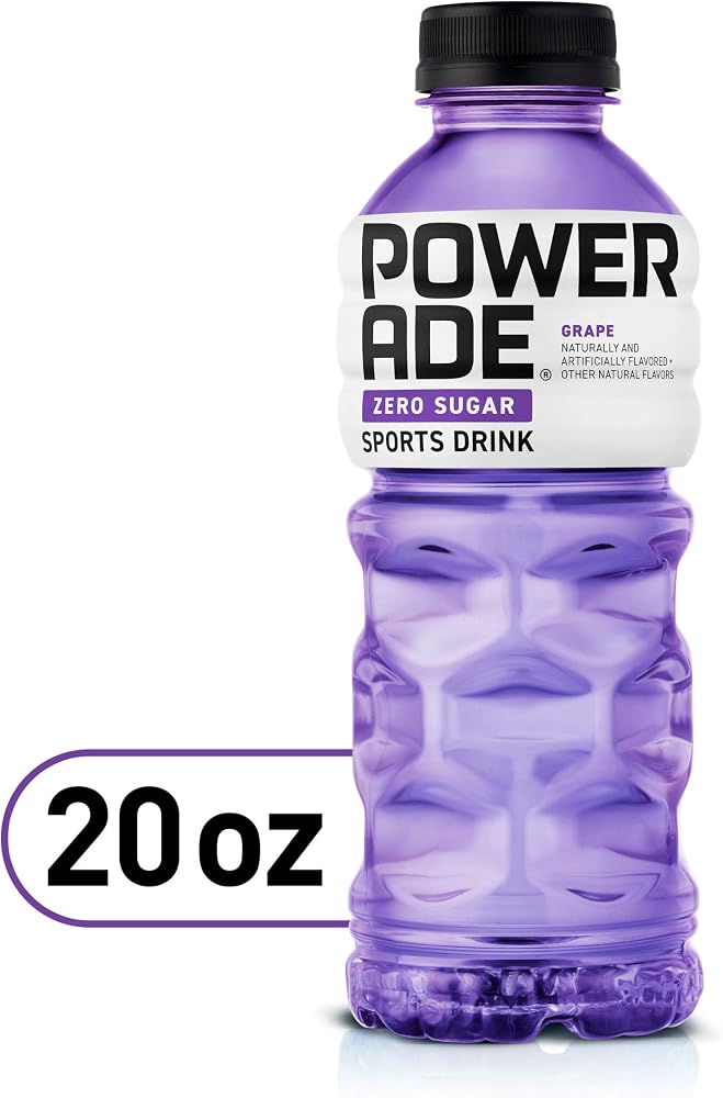 POWERADE Electrolyte Enhanced Zero Sugar Grape Sports Drink, 20 Ounce (Pack of 8)