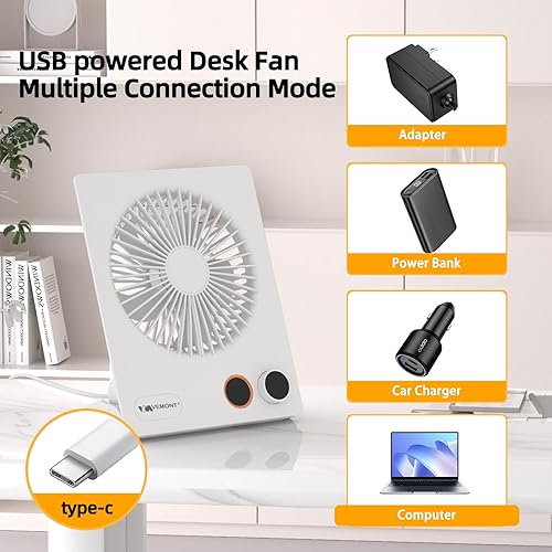 Miniatura 7 de VEMONT Ventilador personal portátil plegable de 180 con batería recargable de 5000 mAh integrada, control remoto, velocidad variable continua.