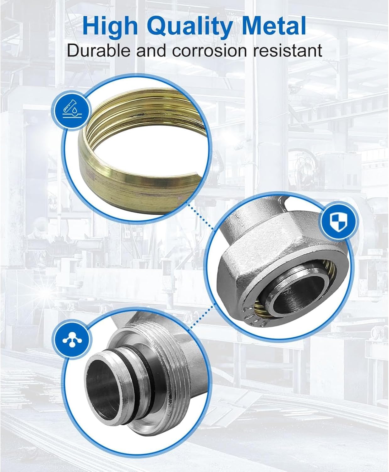 4Pcs 3/4Inch Compression Air Line Tube Elbow 90 Degree Pipe Fitting Adapter Metal Air Line Connector Metal Pipe Fitting Adapter