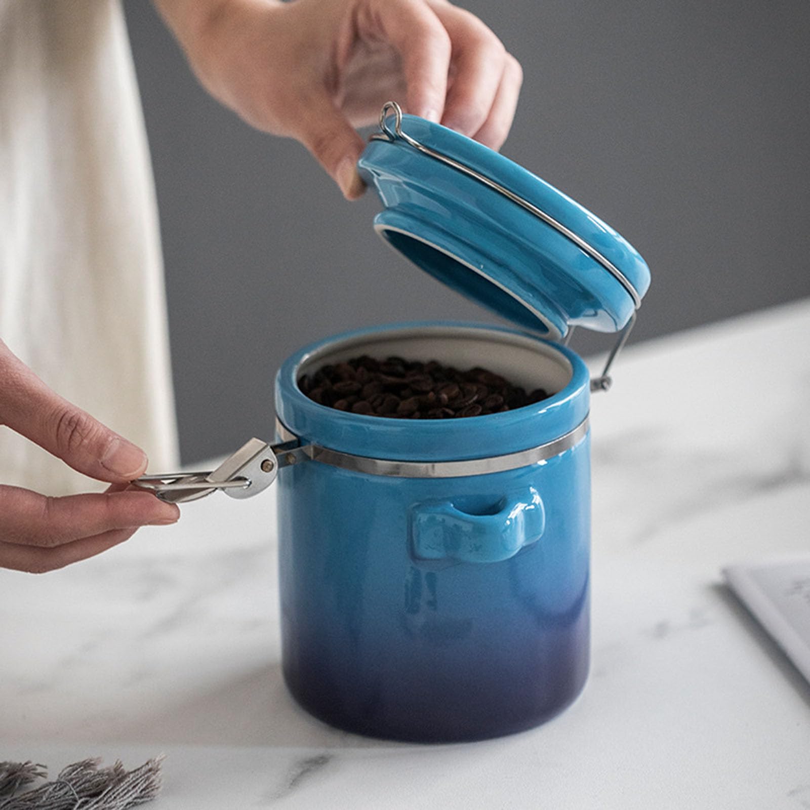 Kaffeedose Luftdicht Set, Kaffeebohnen Behälter Aus Edelstahl, Bohnen Vakuum Kaffee Dose, Luftdichte Edelstahl Für Tee Nüsse,Rot