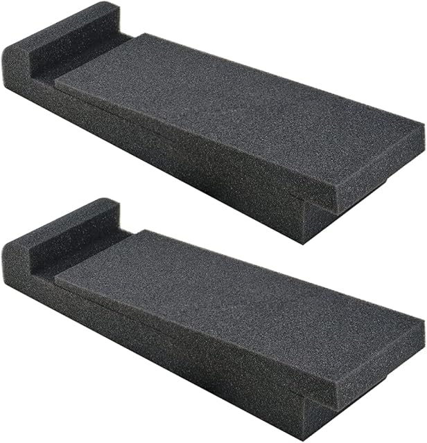 Locisne 2 Pack Studio Monitor Isolation Speaker Pads Acoustic Studio Desktop Stands Acoustical Foam for Most 3"-10" Speakers Stands,30 * 10 * 4.5cm