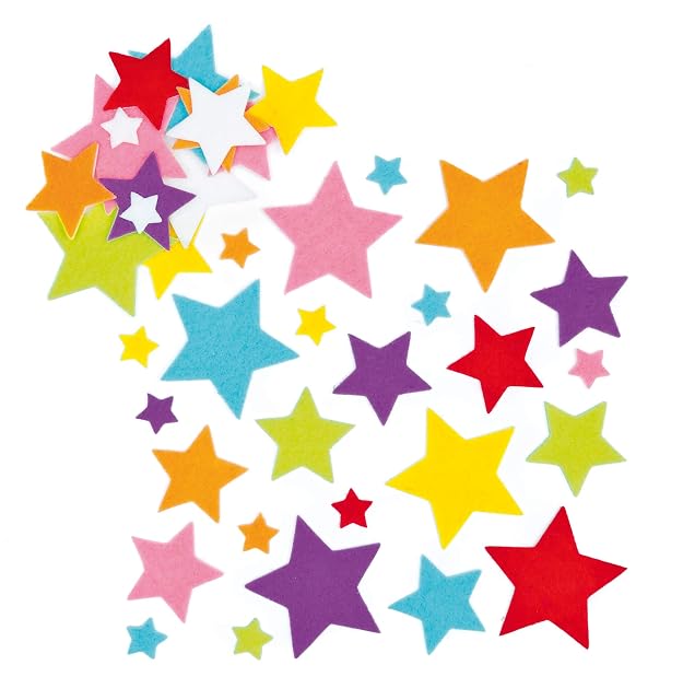 Baker Ross Pegatinas de fieltro estrellas para manualidades y proyectos de arte para niños, tarjetas