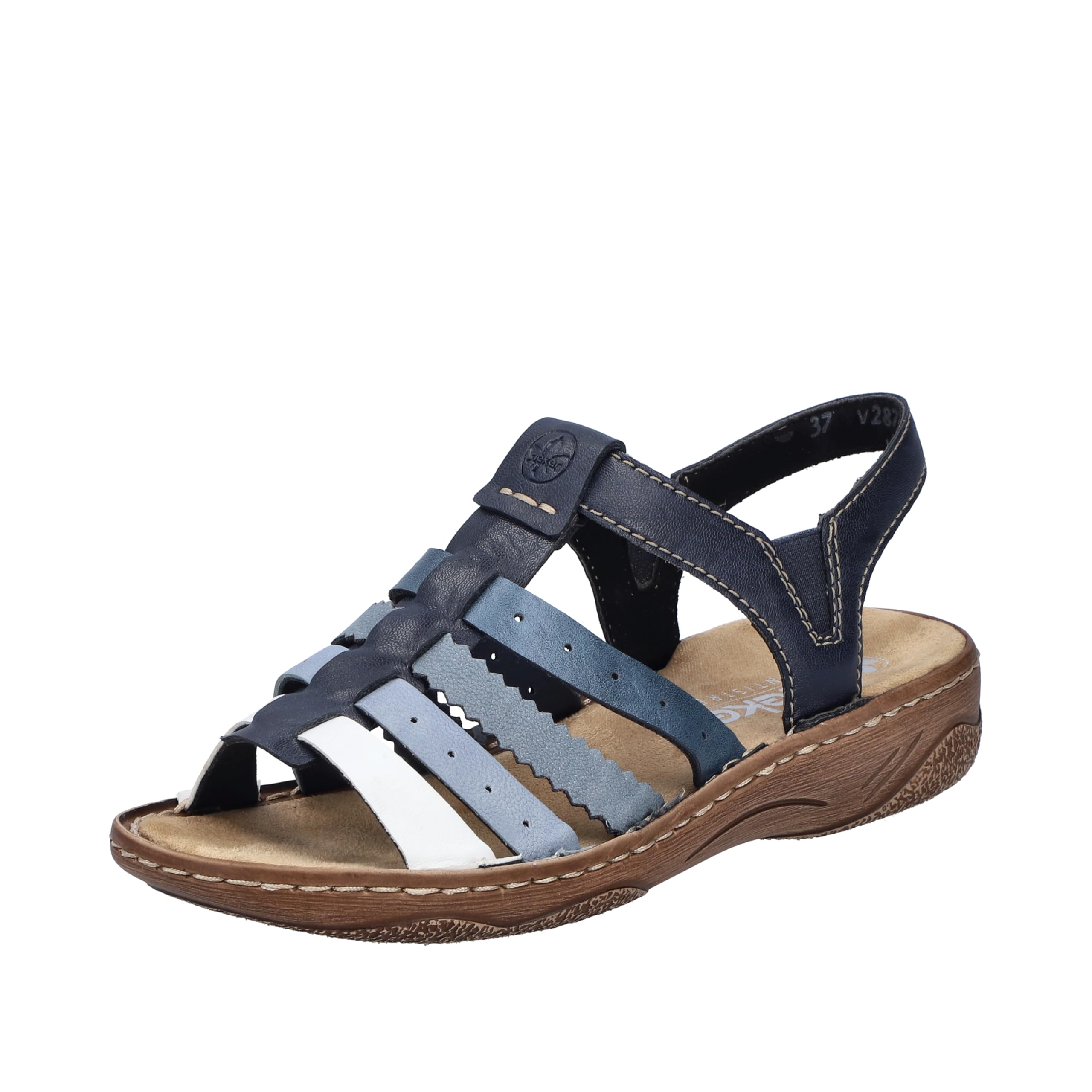 Rieker Women's V2875 Strappy Sandals, blue, 7.5 UK