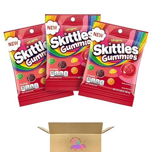 SKITTLES Gummy Candy Original 5.8oz bolsa de clavijas (paquete de 3) 17.4 oz en total