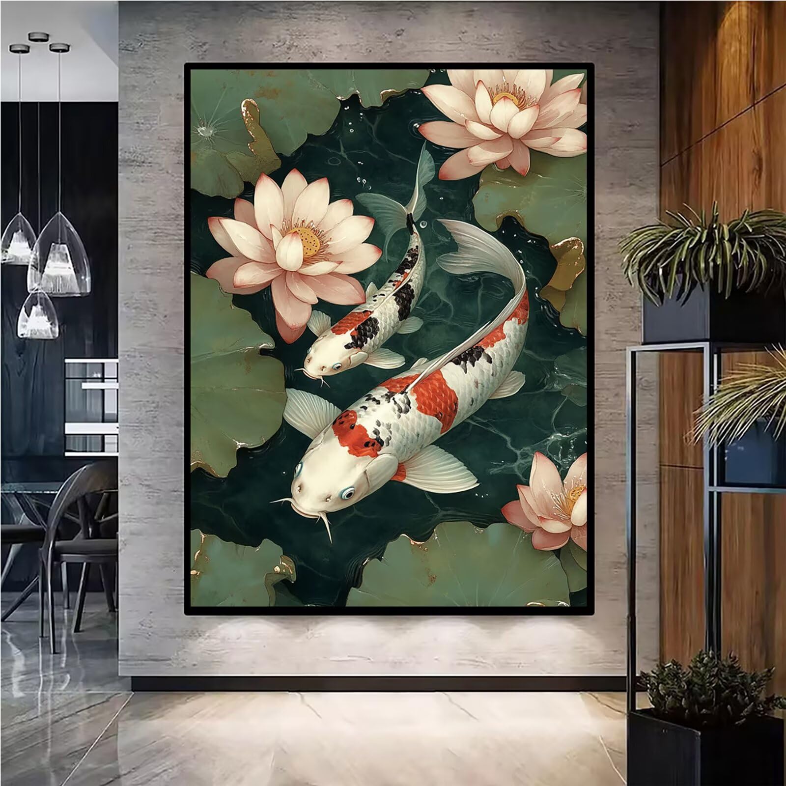 Diamond Painting Kit Completo, Diamond Painting Loto, 5D Quadrato Pittura Diamante Kit Manualidades Adultos DIY Diamantini Crystal Art Disegni Ricamo Punto Croce Artigianale, 60x90cm Pescare j0-996