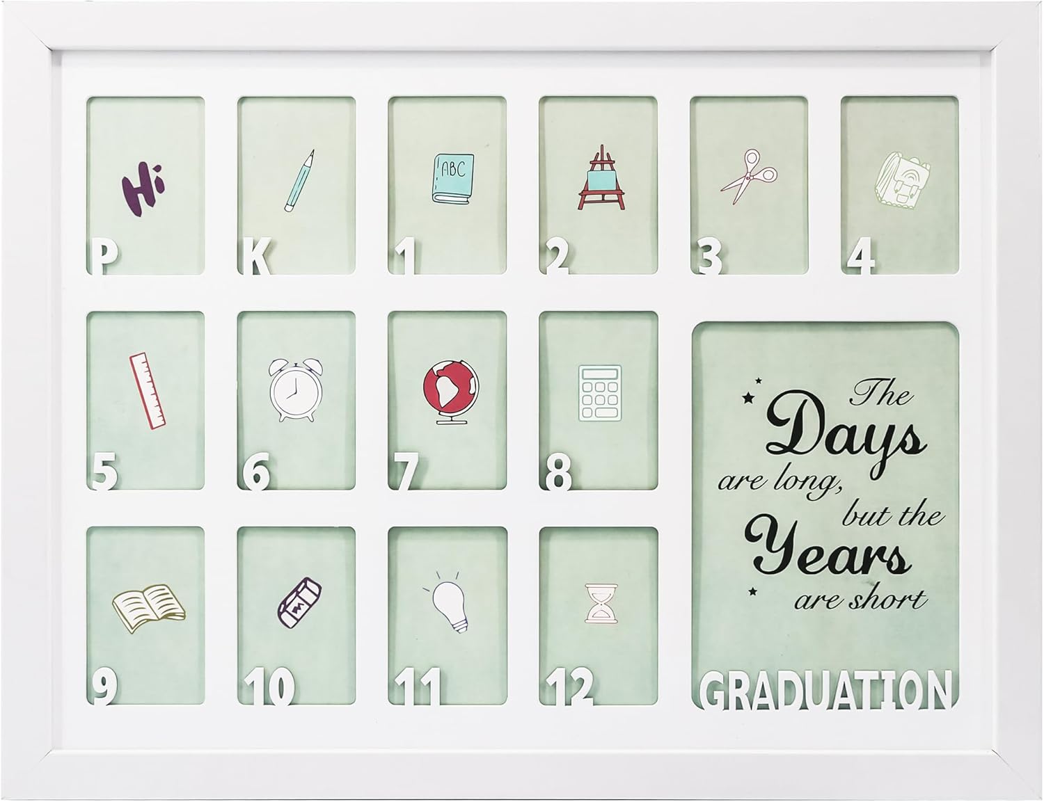 GMFrames School Days Photo Frames Prek-12x16 for Pre-School & Kindergarten to 12th Grade White 2 Pack
