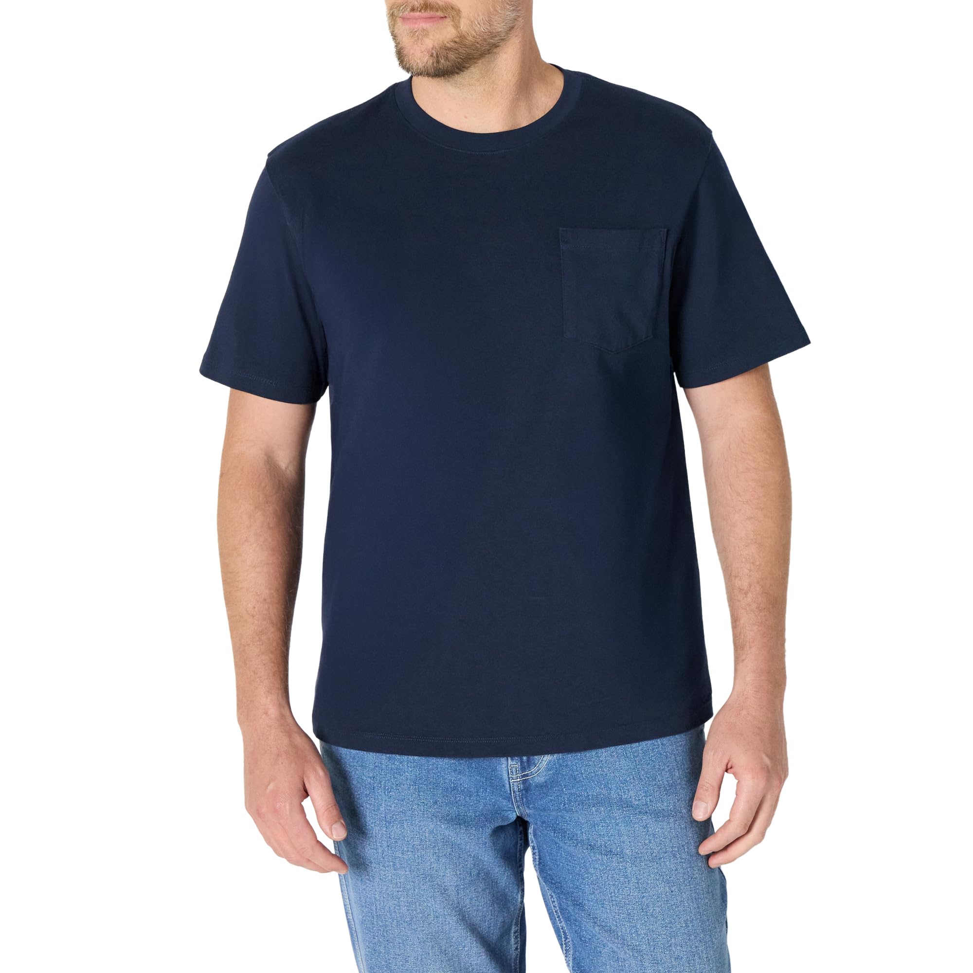 Amazon Essentials Herren T-Shirt aus Schwerer Baumwolle mit Tasche in lockerer Passform