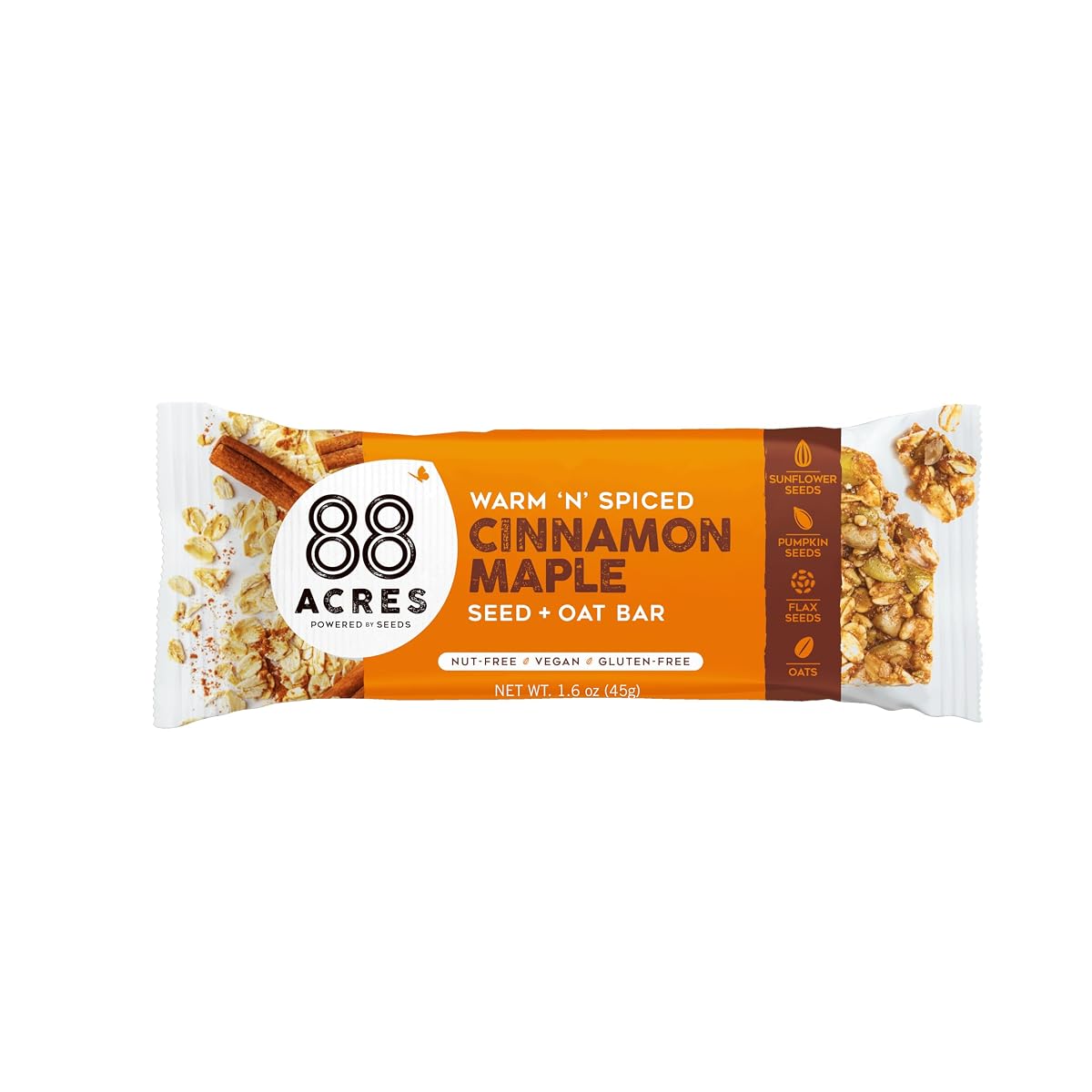 88 Acres Cinnamon & Oats Seed Bar, 1.6 Oz