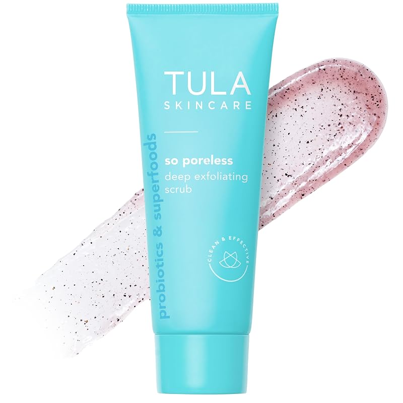 Esfoliante facial TULA So Poreless com areia vulcânica, sal rosa e hamamélis, 82 g