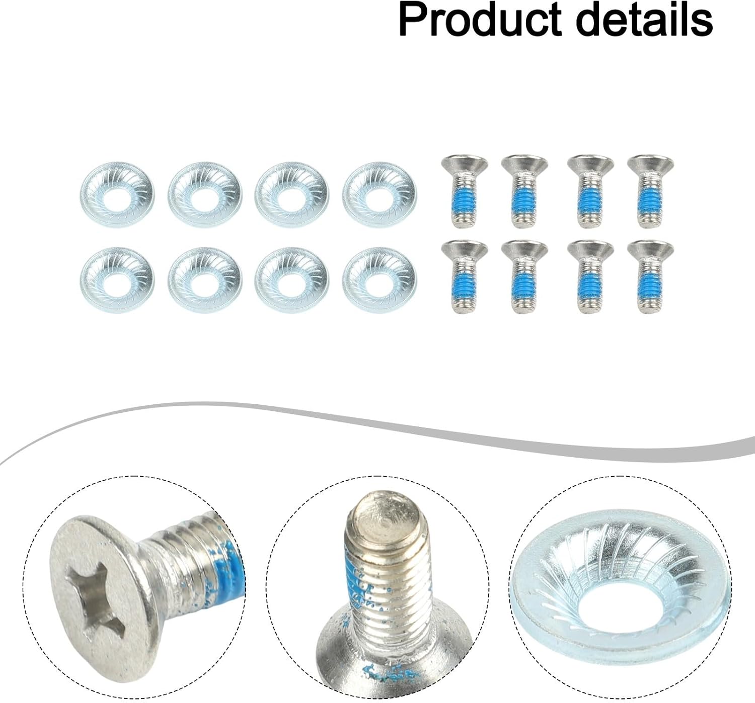 Snowboard Binding Screws M6x16, Ski Mounting Hardware Kit with Replacement Binding Washers Metal, Winter Sports Gear Repair Parts for Plates(8pcs)