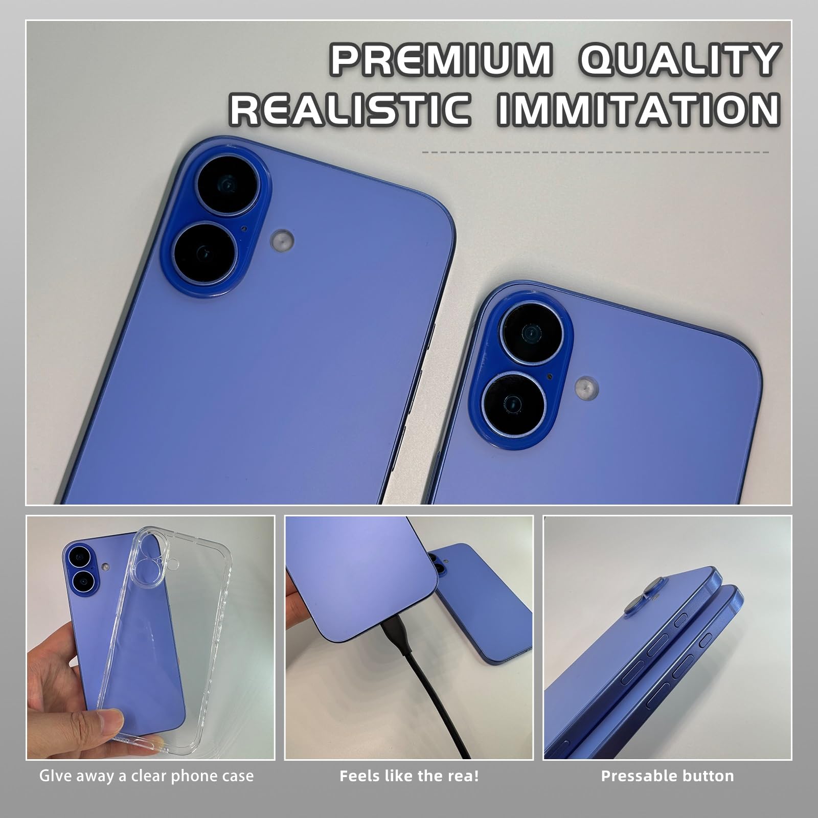 Teléfono falso falso PropPhone, señuelo de pantalla negra, teléfono de pera, teléfono que no funciona 16 16Pro Max para juegos de niños, DisplayPhone se ve como Phonepro real max16 (16, ultramar 3