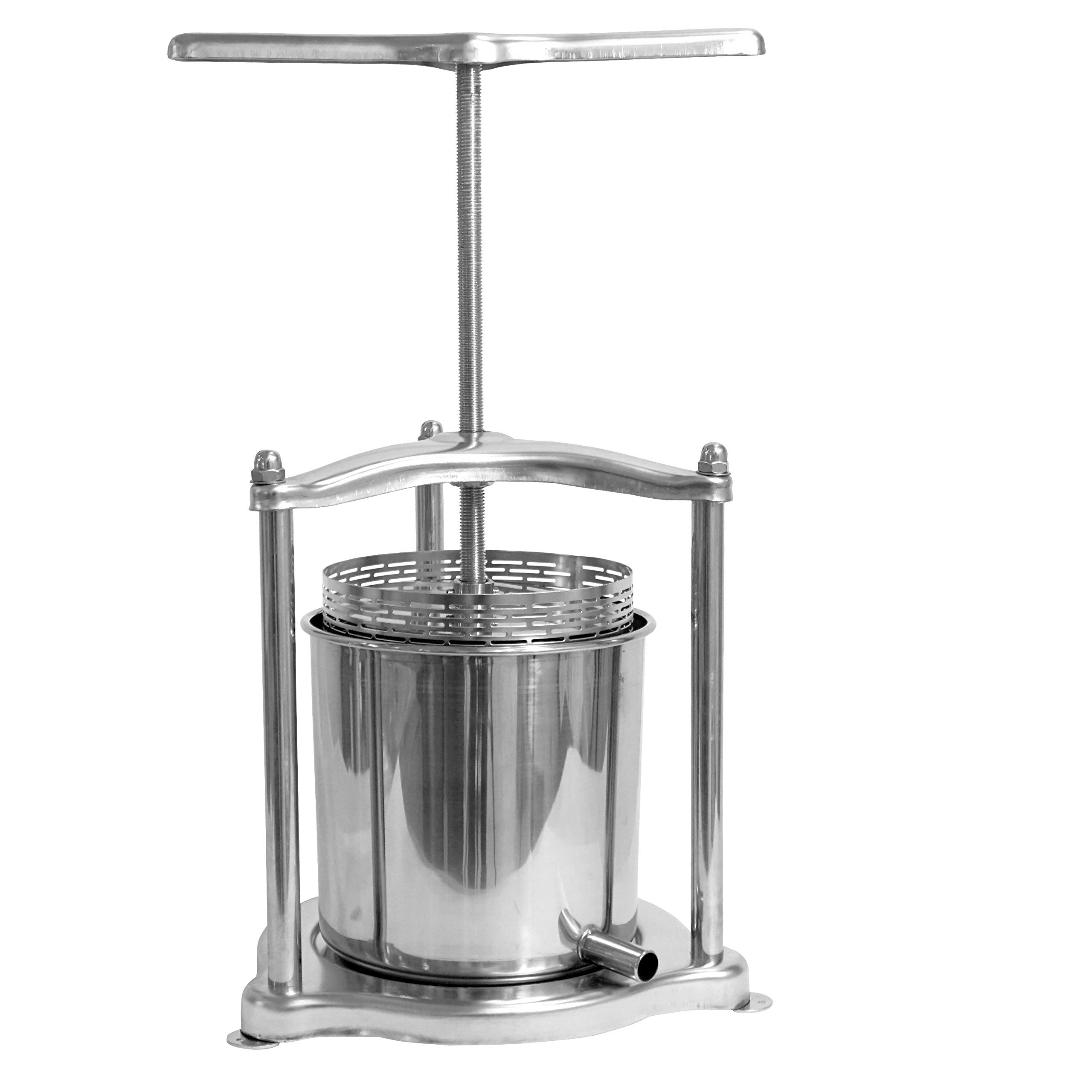 100% Edelstahl - Mini Obstpresse manuell/Beerenpresse (Traubenpresse) / Kloßpresse, inkl. Presstuch (6 Liter)
