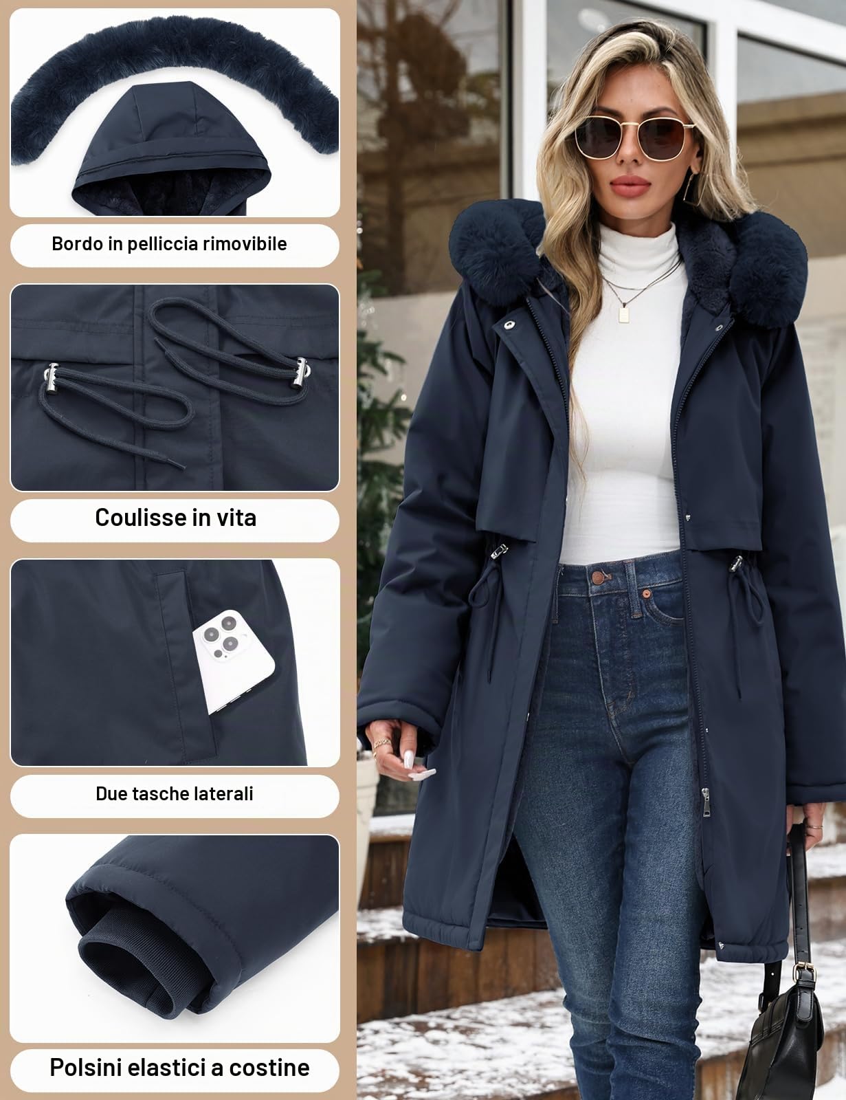 Yuson Girl Cappotto Donna Invernale in Pile Lungo Giubbotto con Cappuccio