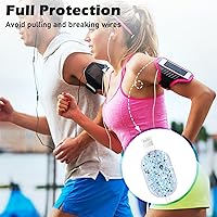 Vista 5 de CameCosy Protector de cable de lujo compatible con cargador de iPhone, diseño de borde ondulado con purpurina, funda USB de línea de datos, Azul