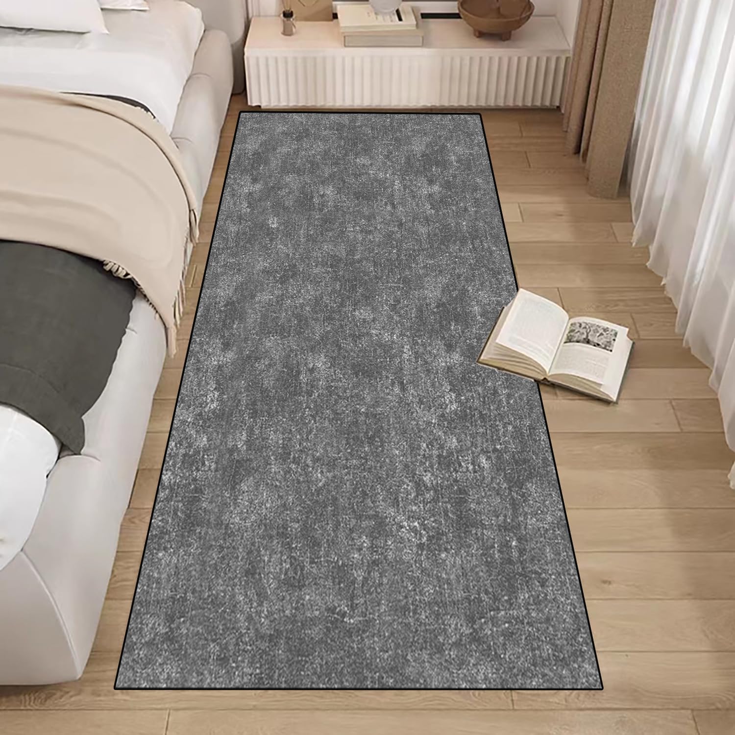 Tappeto lungo e antiscivolo, lavabile, per cucina e corridoio, 50 x 450 cm, tappeto lungo per cucina personalizzabile, tappeto da cucina personalizzabile, in tinta unita, grigio scuro