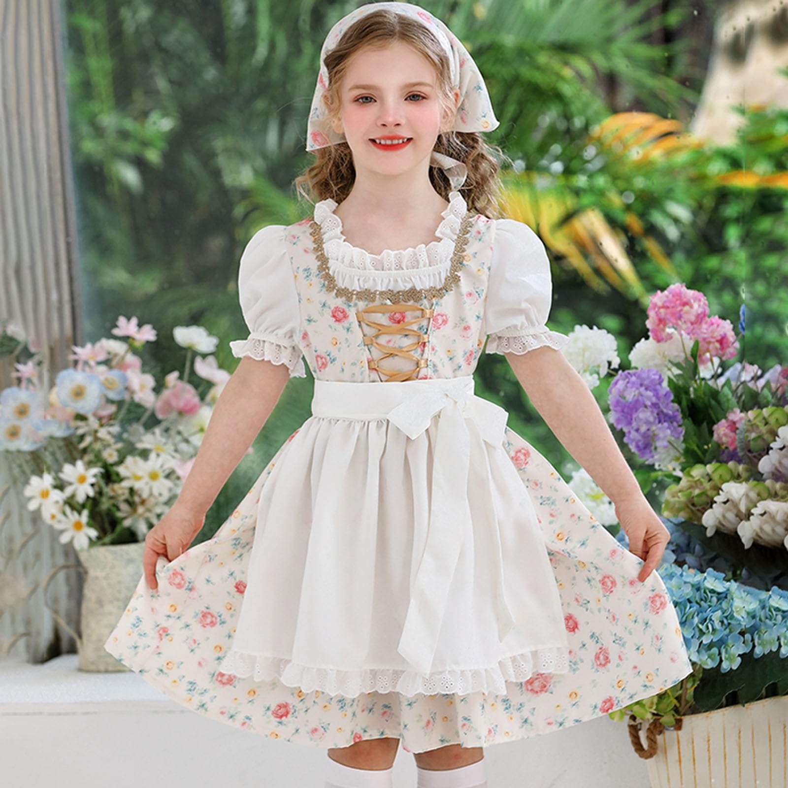 Mädchen Kinderdirndl Spitze Trachtenmode Blusen Kostüm Kinder Oktoberfest