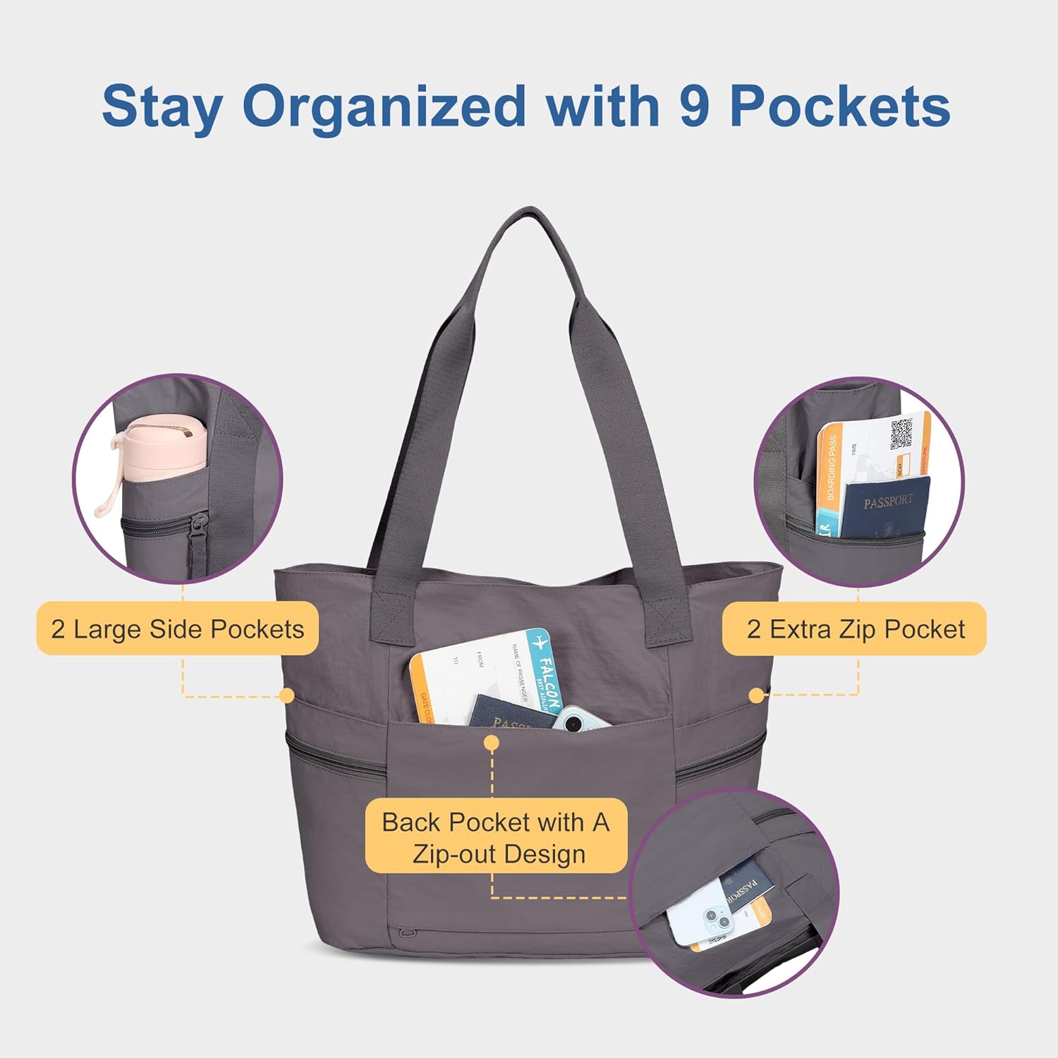 Hynes Eagle Tote Bag for Women Sport Gym Duffel Lightweight Shoulder Bag for Nurse/Dance/Yoga/Work/Travel