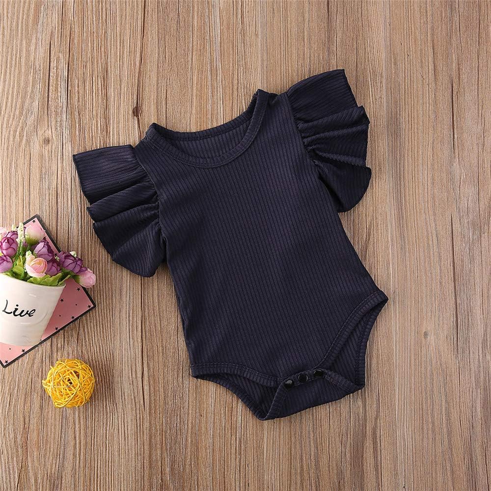 Newborn Infant Baby Girl Solid Ruffle Romper Bodysuit Jumpsuit Casual Clothes One Piece Outfit - Image 7