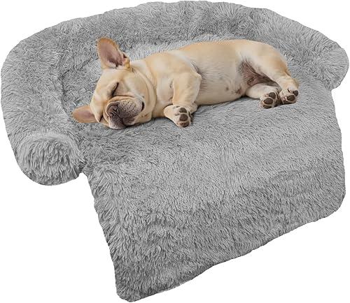 Miniatura 19 de Cama calmante para perro, tapete de felpa esponjosa para perros, protector de muebles con funda extraíble lavable para perros y gatos grandes,