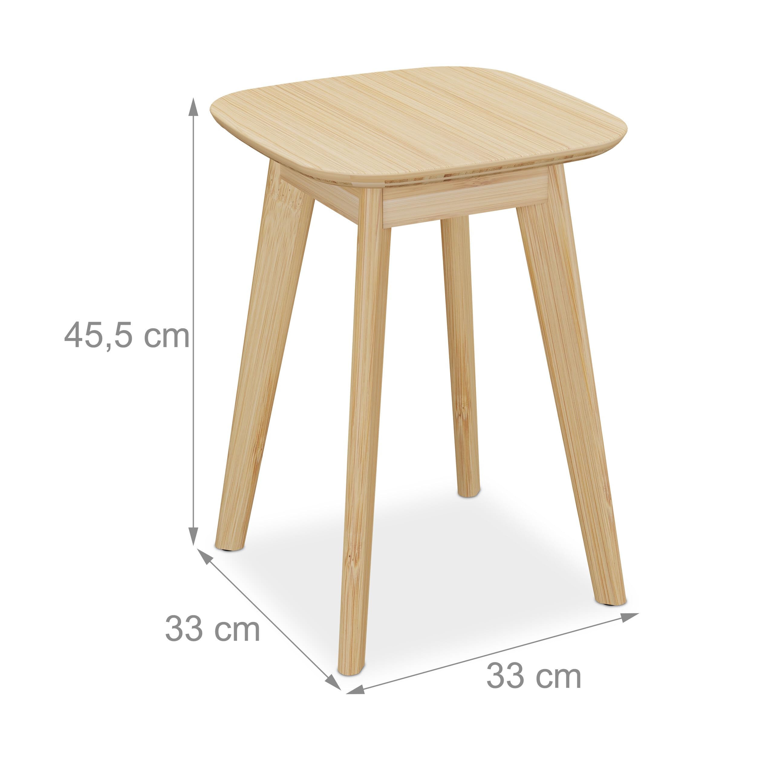 Relaxdays Sgabelli da Pranzo in bambù, Altezza 45,5 cm, Dimensioni 33x33 cm, Naturale