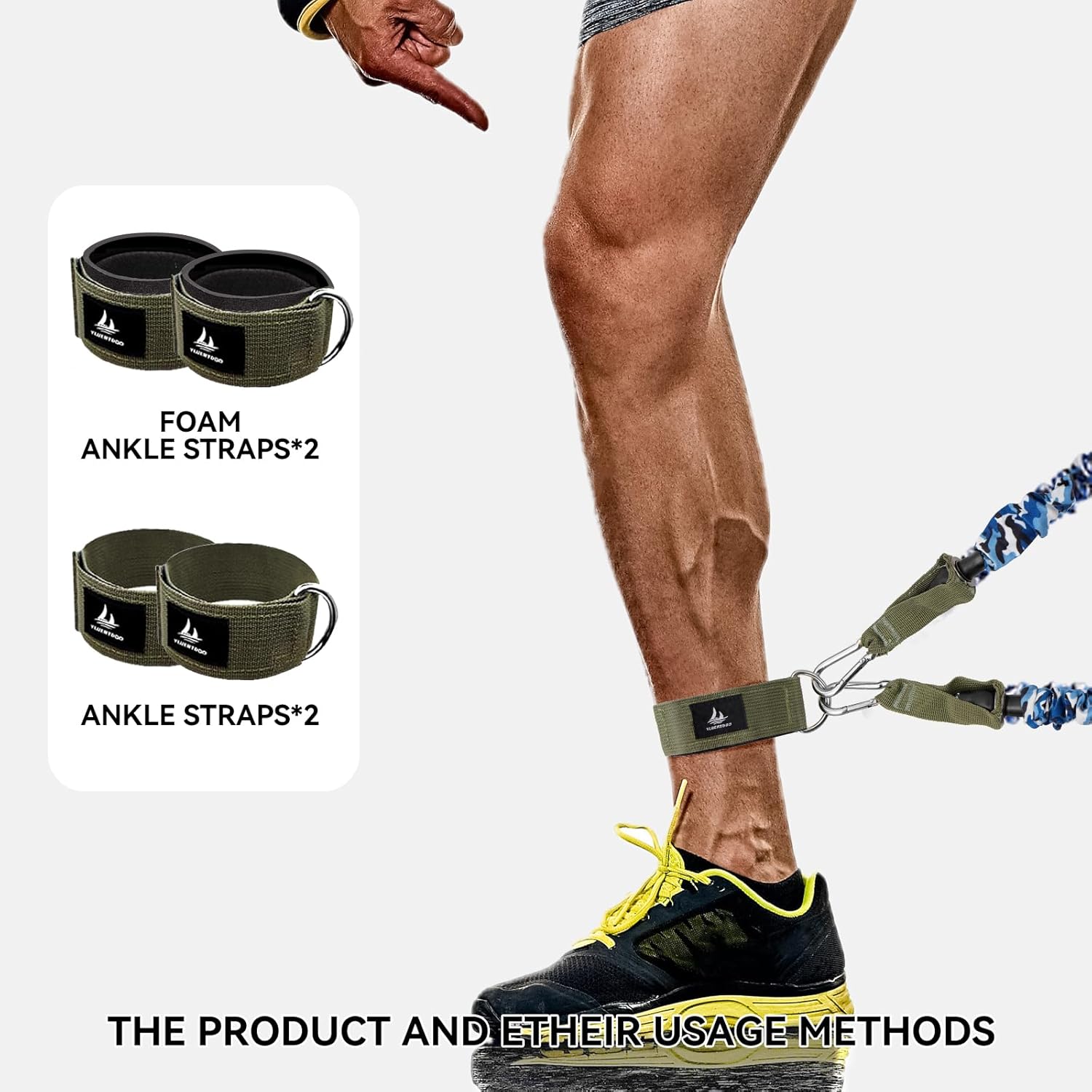 Covered Resistance Bands,Resistance Tubes with Heavy Duty Protective Sleeves,40lb to 80lb Stackable up to 300Lbs,Resistance Bands for Working Out with Handles. (YL-LLS-300LBS-Plus)