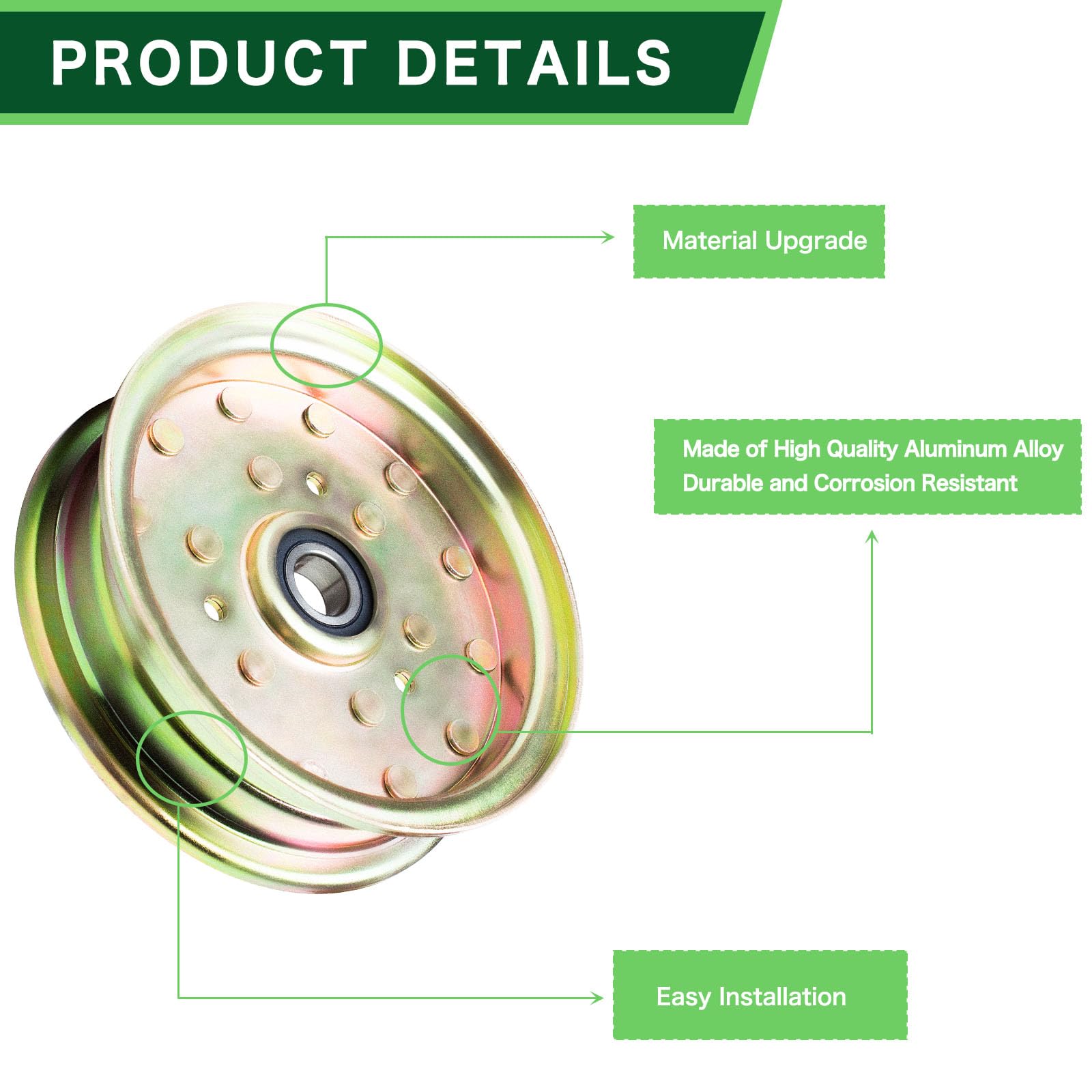 Lawn Mower Pulley Vkinman 116-4669 Flat Idler Pulley, Replacement