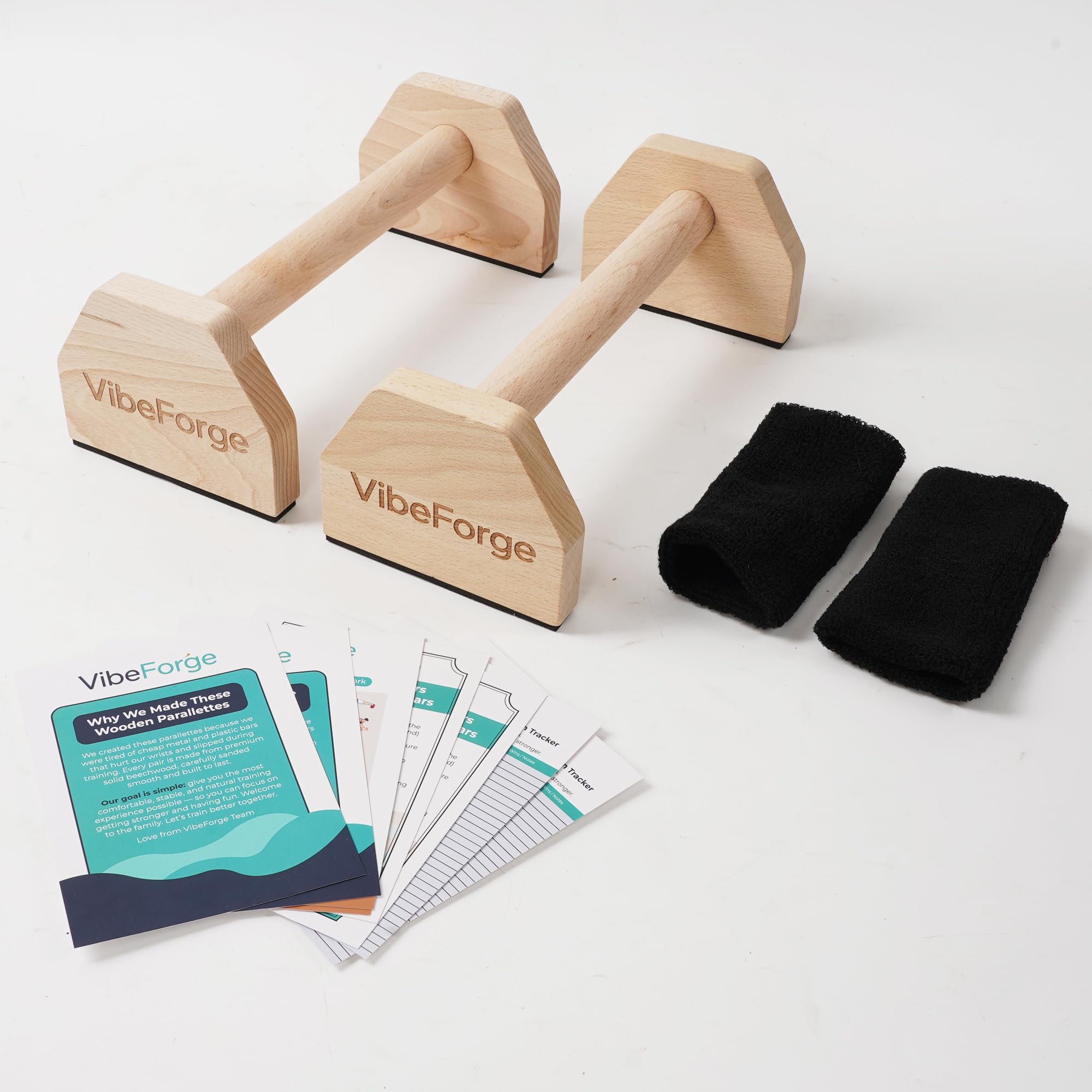 VibeForge Wooden ProGrip Parallettes Set