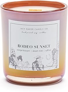 Jack Baker Candle Co. Rodeo Sunset Candle, Made with Soy Wax and Essential Oils, Orange Blossom & Desert Mint & Saffron Fragrance, 16 oz.