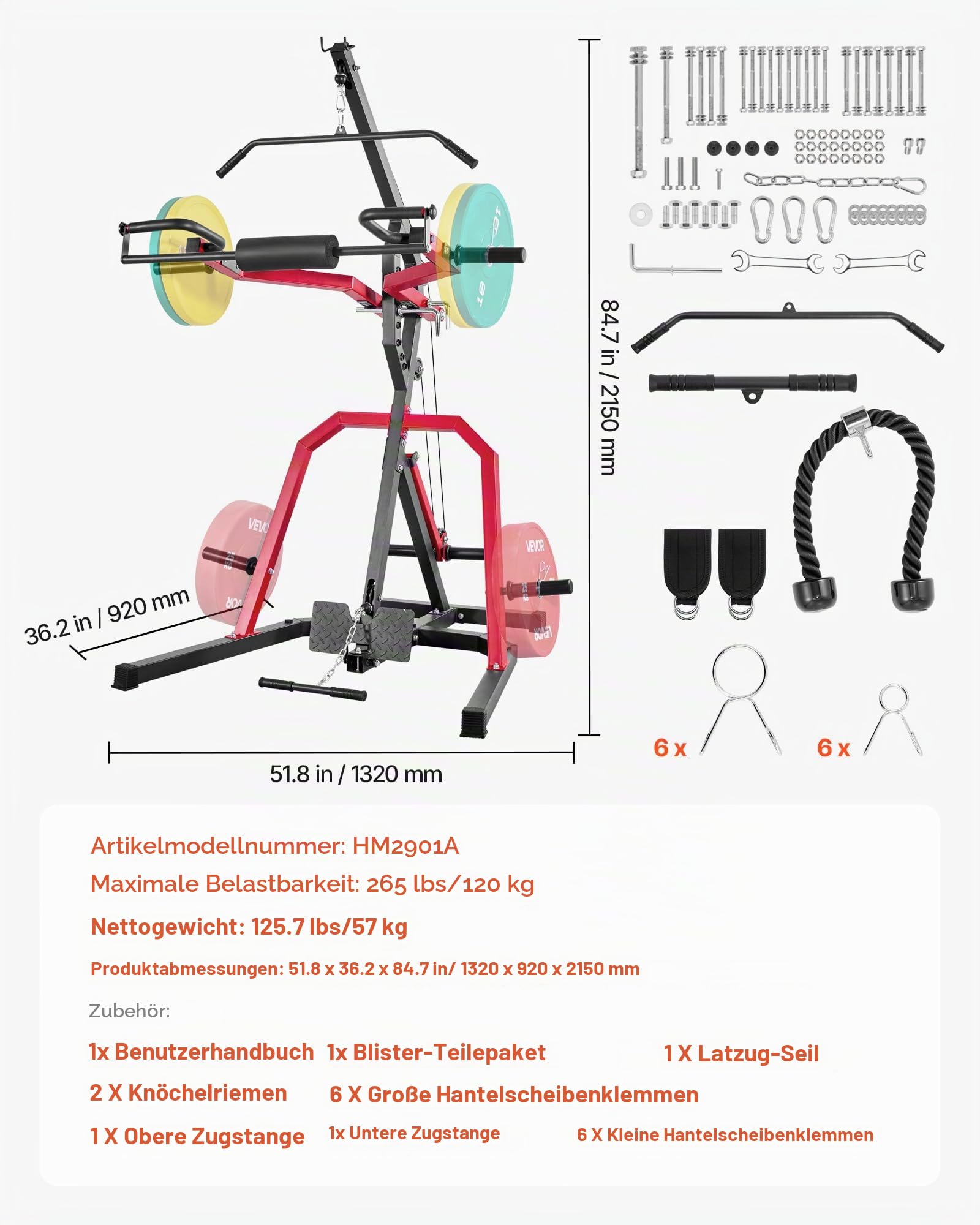 VEVOR Corner Leverage Gym Heim-Fitnessgerät mit 2:1-Verhältnis LAT Low Row System, Krafttrainingsgerät für Kniebeugen Kreuzheben Bankdrücken Bizepscurls, verstellbare Ganzkörper-Trainingsstation