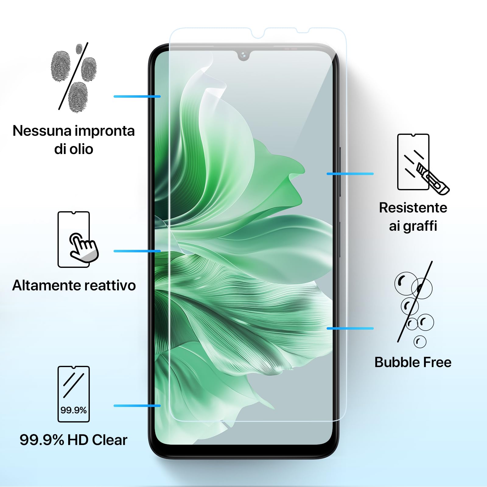 UMIDIGI 2 Pezzi Vetro Temperato 9H Per Serie G9 (6,75") - Anti Graffio, Anti Impronte, Installazione Facile - 3