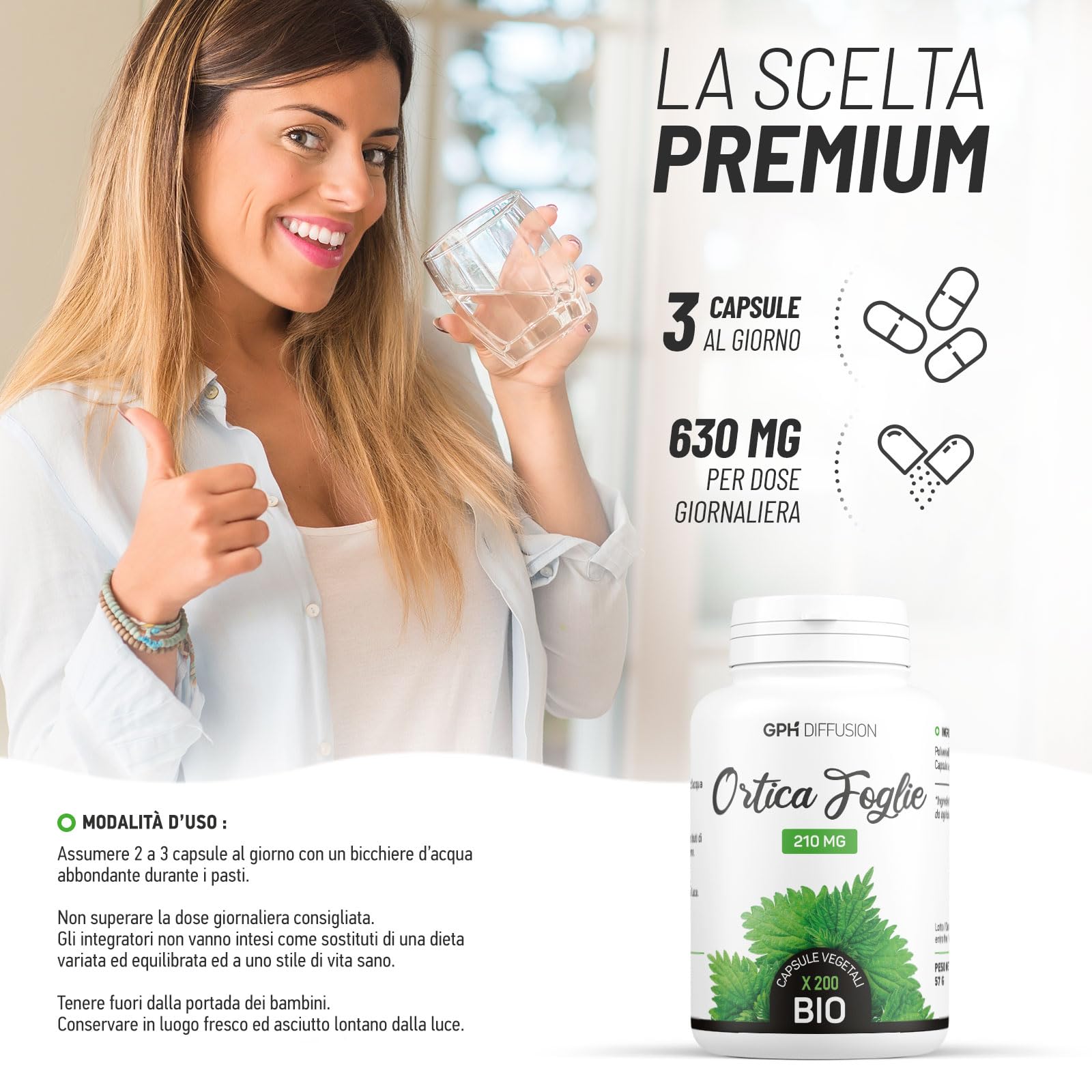 Ortica Bio - Urtica dioica - 210mg - 200 capsule vegetali