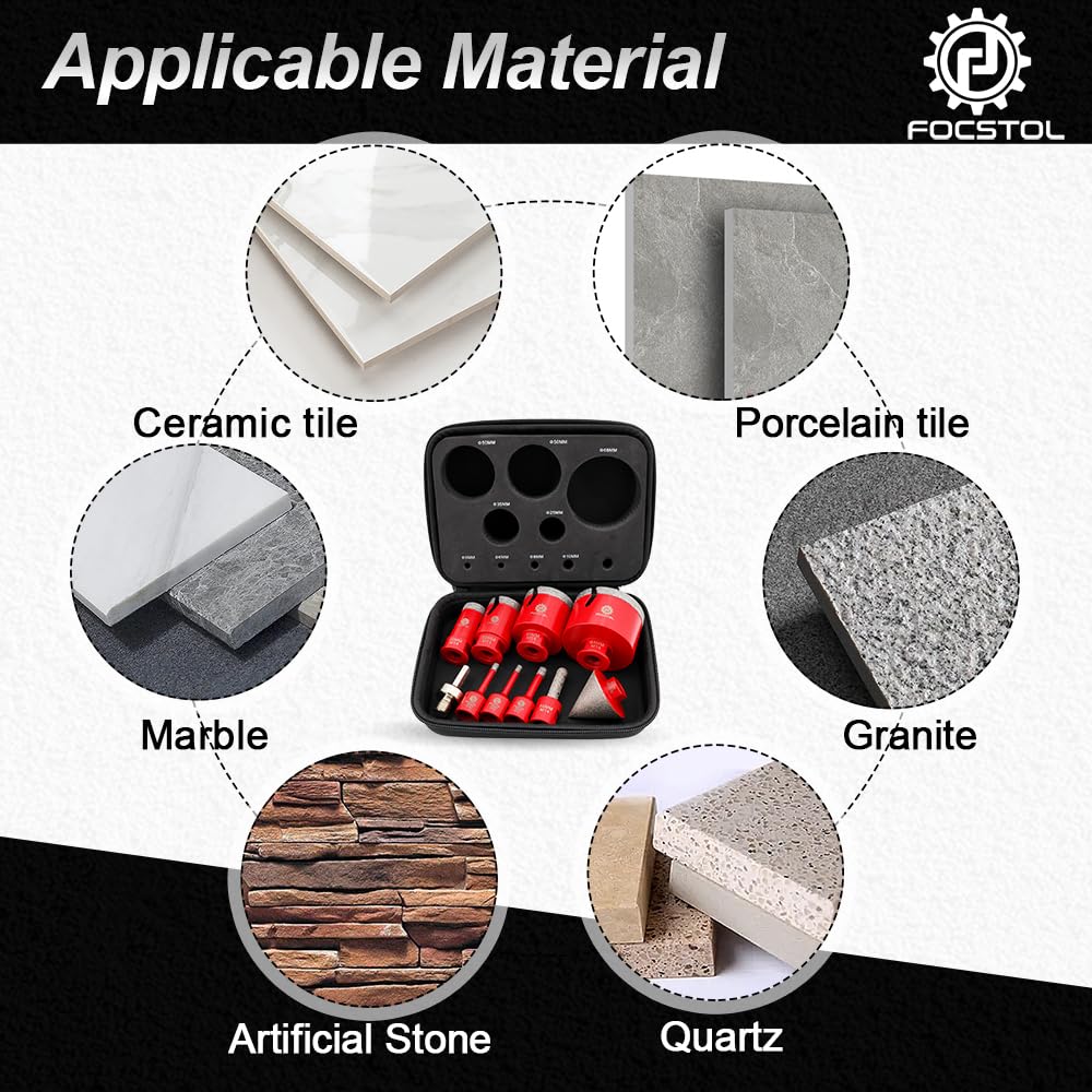 15-tlg. Diamant Lochsägen Set - Für Fliesen, Glas & Marmor