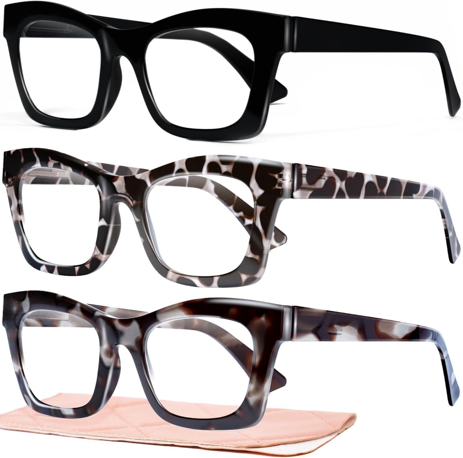 CCVOO 0.5 Reading Glasses for Women, Stylish Eyeglasses, Blue Light Readers for Women, Computer Eye Glasses, Cheaters A2 Smoky Safari 0.5 x