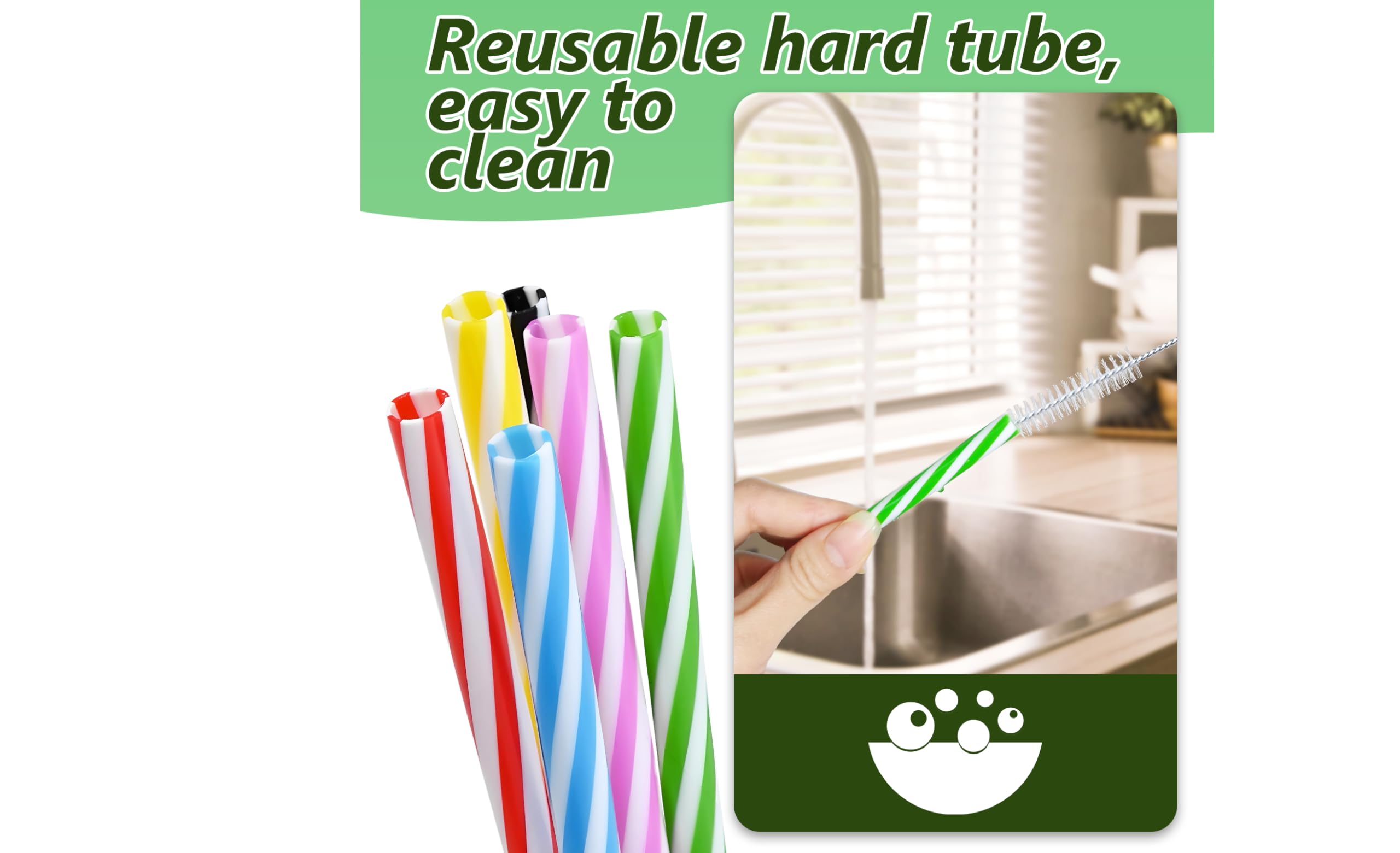 50 Pièces Paille Reutilisable en Plastique Coloré avec Brosses de Nettoyage pour Bubble Tea, Smoothie, Cocktail, Milk-shake