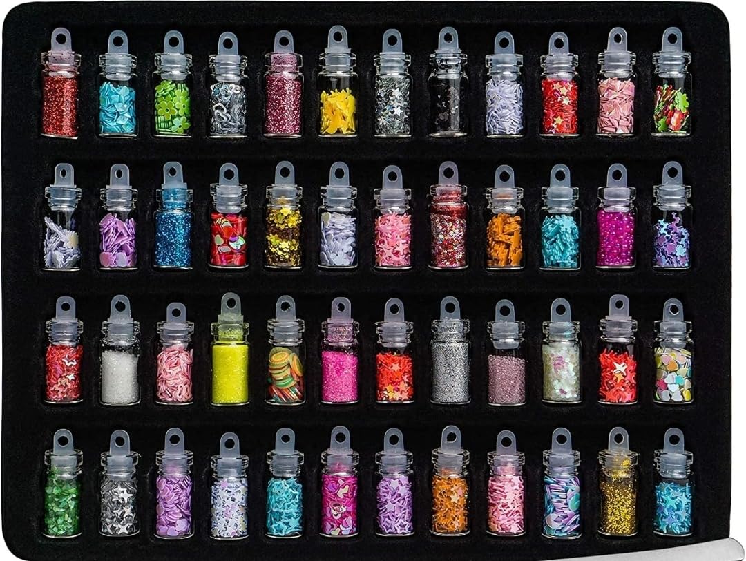 3D Nail Art Sequins Glitter Stickers Powder Manicure Polish Mixed Design Case Set 48 (Multicolor)-image-28