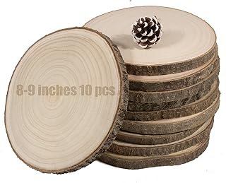 10pcs/Pack 8-9 Inches Wood Slices Large Natural Wood Rounds Centerpiece Decoration Wood Circles Rustic Wood Slices for Centerpiece Decoration, Wedding, Party, DIY, Craft, Wood Decor