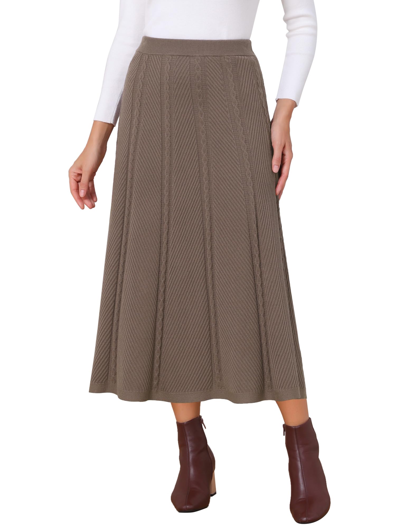 Seta T Donna Gonna a Linea a in Maglia Costolata Invernale Maxi
