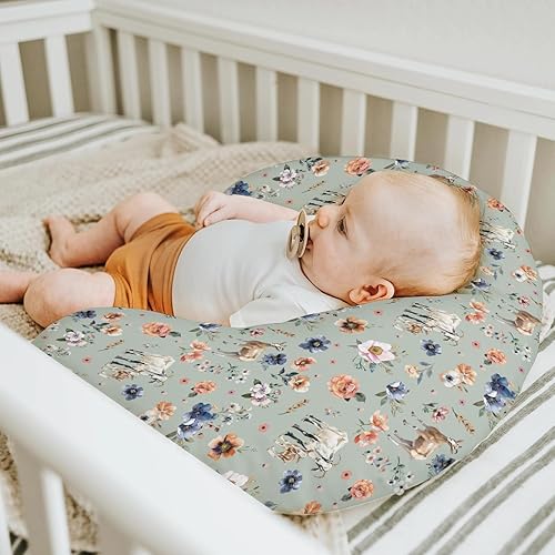 Miniatura 5 de Fundas de almohada de lactancia de cabra con diseño floral bohemio para niños y niñas, diseño de cabras de granja, flores retro, fundas de guardería