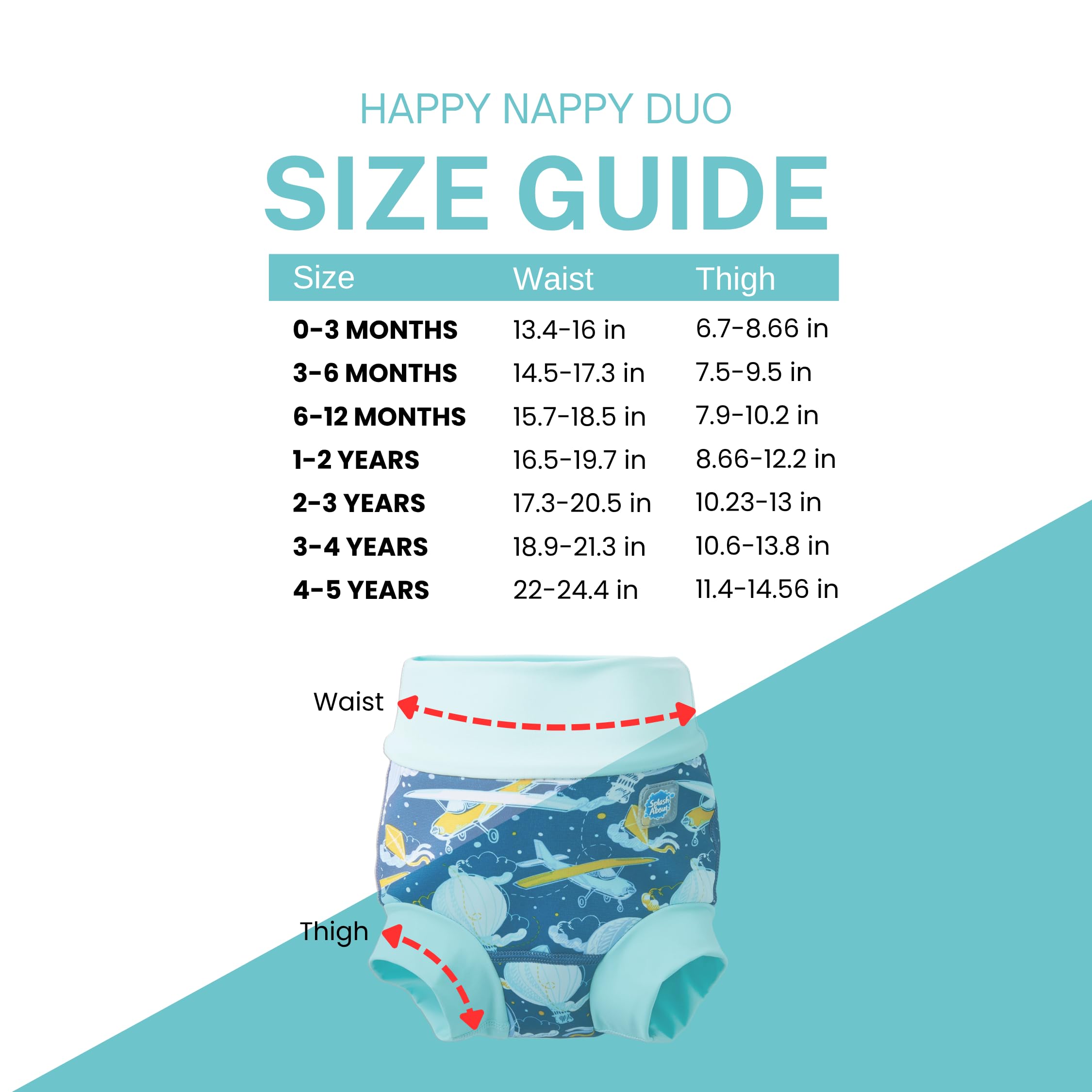 Splash About Happy Nappy Duo Wiederverwendbare Schwimmwindel, Up in the Air, 6-12 miesięcy