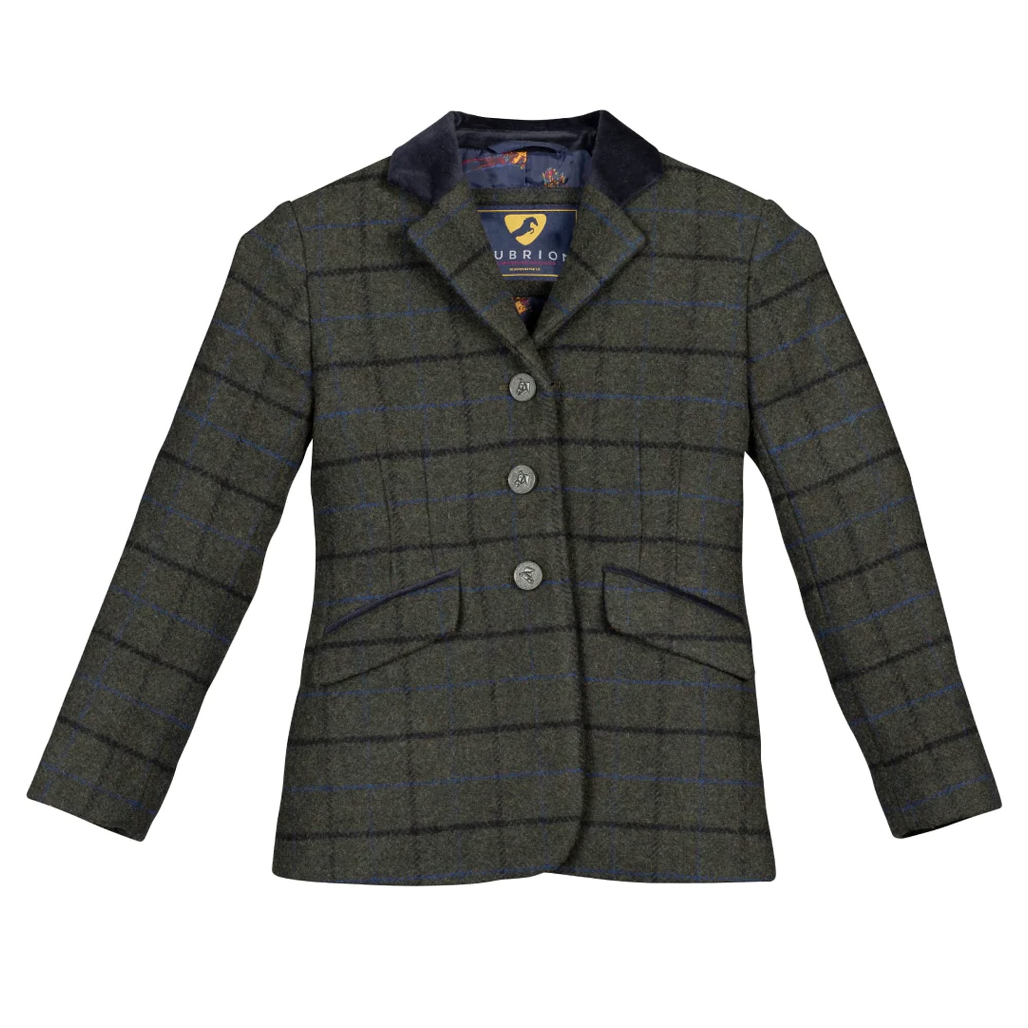 Shires Dark Green Check Aubrion Saratoga Childs Riding Jacket - 28