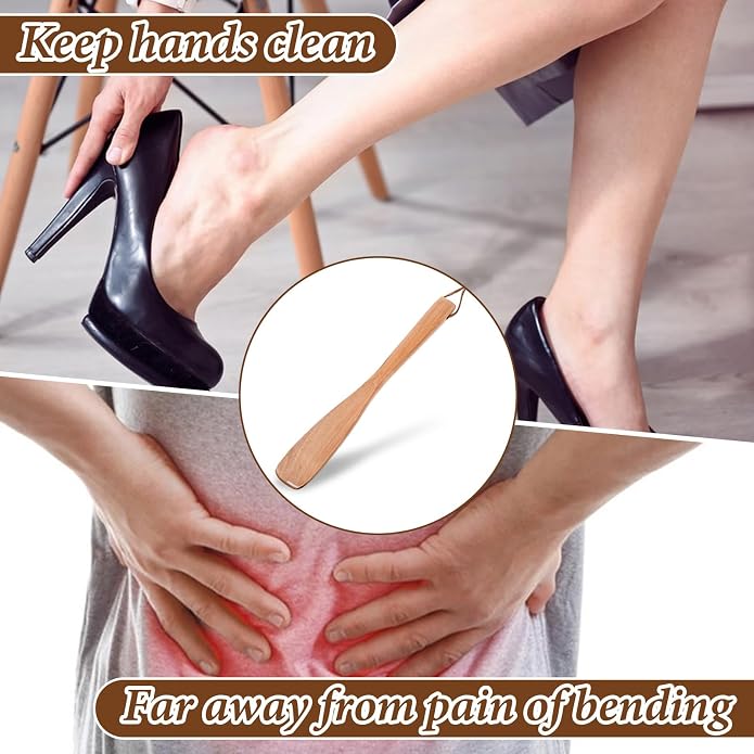 Long Shoe Horns for Senior men, Wooden Shoe Horn, 9.84 Inch Retro Long Handle Shoehorn, Lazy Shoes Helper Spoons for Seniors, Kids, Pregnancy, Men, Women miniatura 5