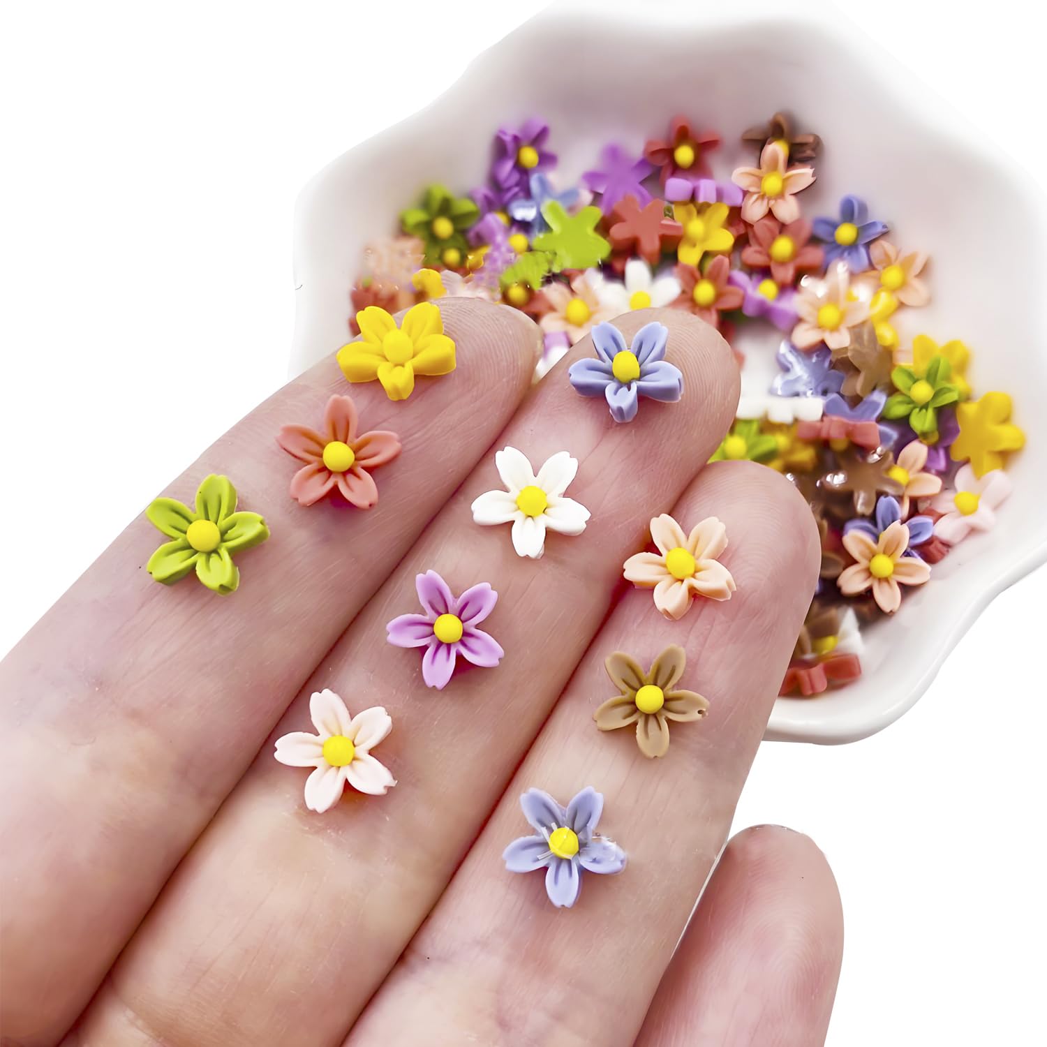 220PCS Resin Daisy Flowers for Crafts Dollhouse Miniatures Resin Mini Things Tiny Daisy Flowers for Fairy Garden Dollhouse Micro Landscaping Decoration