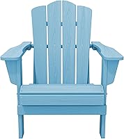 Vista 170 de KINGYES - Silla Adirondack plegable, sillas de patio de polietileno de alta densidad para todo tipo de clima, silla de césped con textura de madera