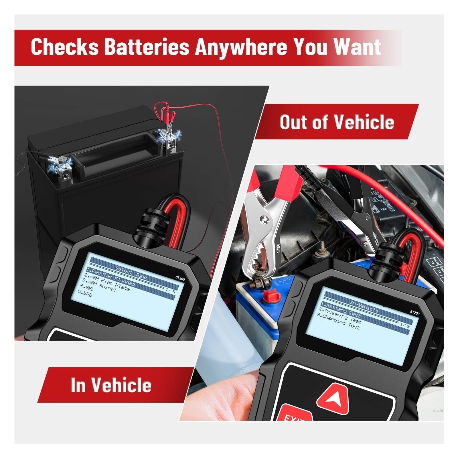 Probador De Batería Coche 12V 100-2000 CCA Carga Automática Analizador Sistema Arranque For Barco Detección Rápida Precisa