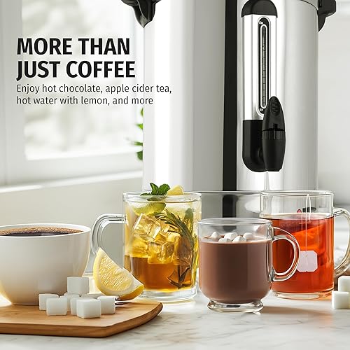 Miniatura 2 de Zulay - Cafetera de grado comercial para 100 tazas, urna de agua caliente, dispensador grande de olla percoladora con acero inoxidable de doble