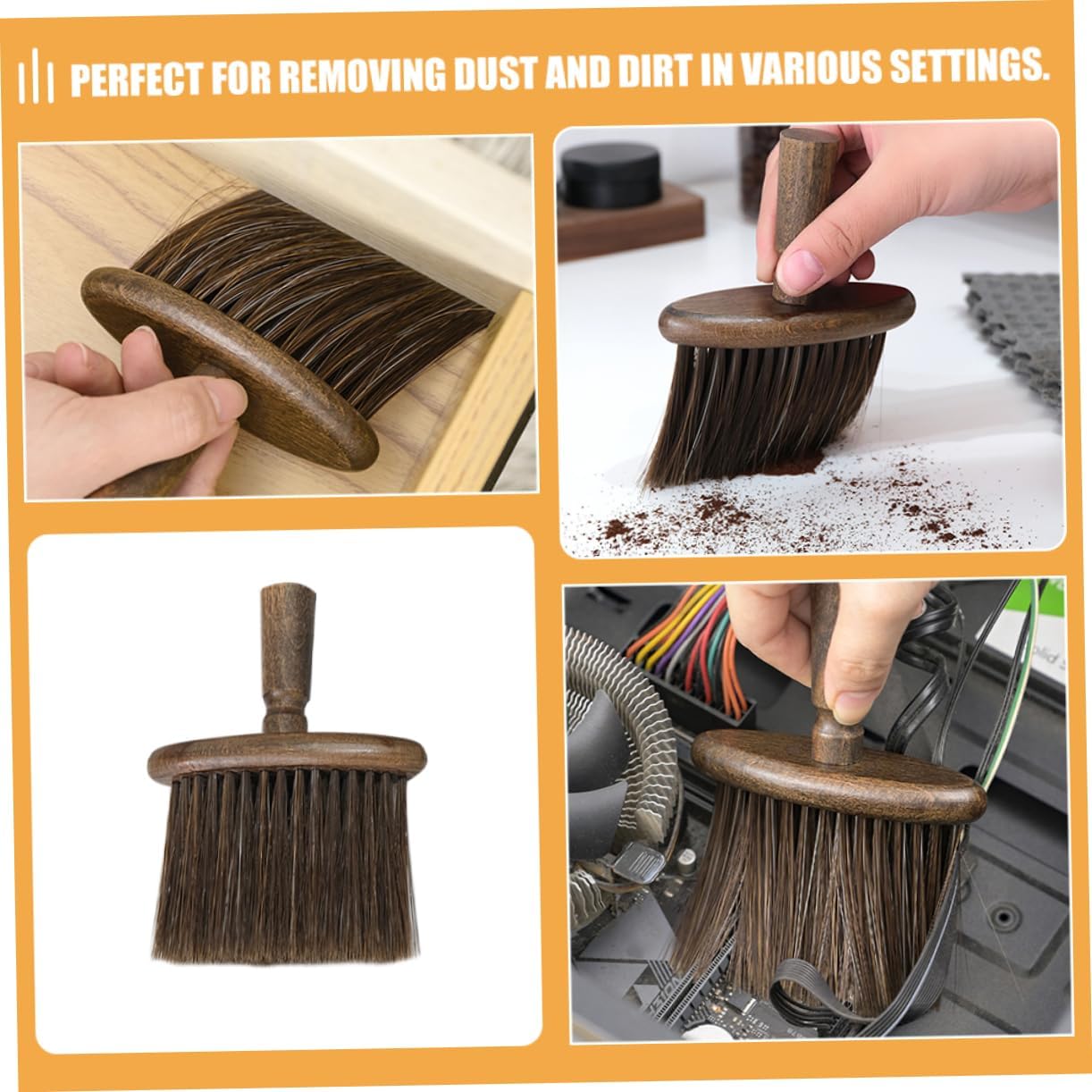 Portable Desktop Cleaning Brush with Soft Bristles for Keyboard Window Track and Narrow Crevice Cleaning Compact Dust Removal Tool for Household and Car Interior