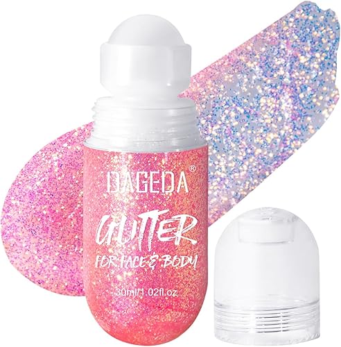 DAGEDA Gel de purpurina corporal, purpurina facial enrollable para maquillaje de sirena, accesorios para festivales, rave, gel holográfico para el