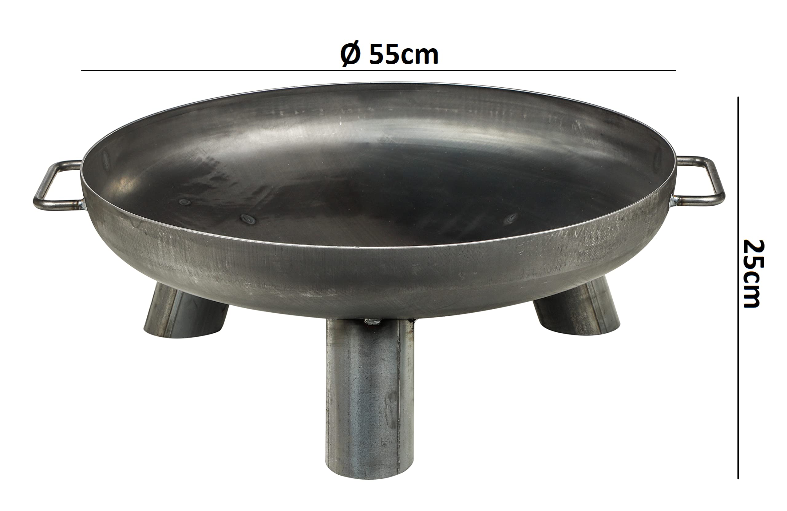 Feuerschale - Höhe 25cm - Massive und dekorative Schwarze Feuerstelle - Feuerschale für den Garten, Terrasse oder Camping (Ø 55cm)